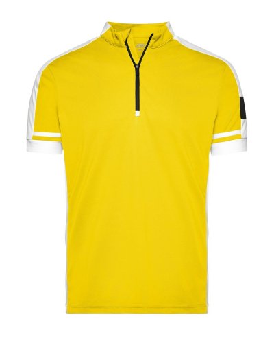 T-shirt da ciclismo uomo con mezza zip Sun-yellow