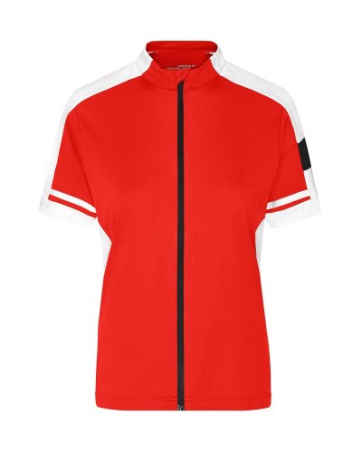 T-shirt da ciclismo donna zip intera Red