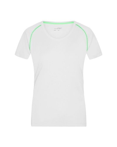 T-Shirt donna per fitness e sport White / Bright Green