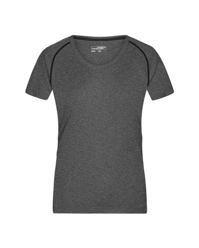 T-Shirt donna per fitness e sport Black-melange/black