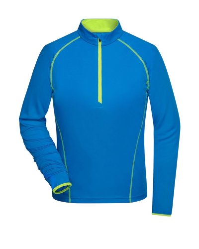 T-shirt donna maniche lunghe per fitness e sport Bright Blue / Bright Yellow
