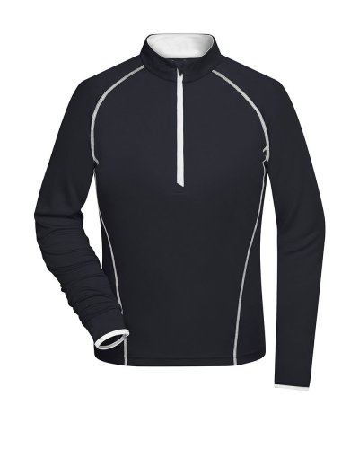 T-shirt donna maniche lunghe per fitness e sport Black/White