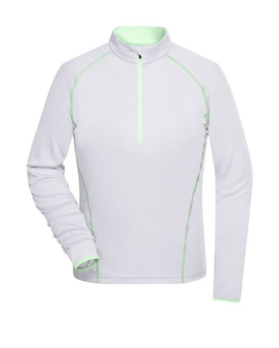 T-shirt donna maniche lunghe per fitness e sport White / Bright Green