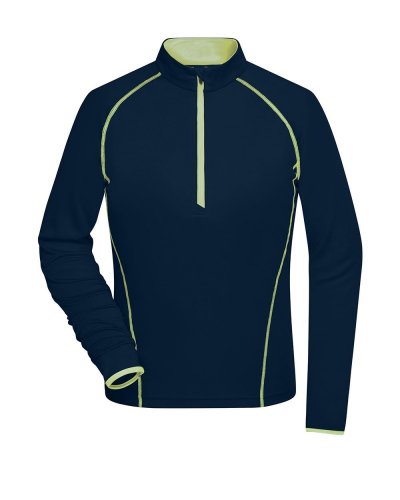 T-shirt donna maniche lunghe per fitness e sport Navy / Bright Yellow