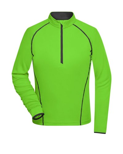 T-shirt donna maniche lunghe per fitness e sport Bright Green / Black