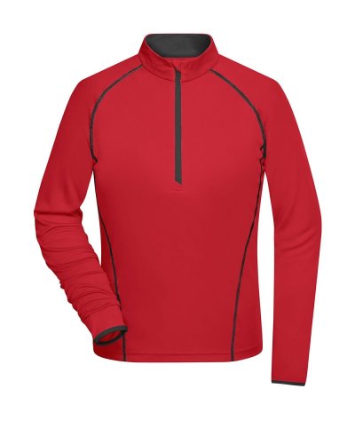 T-shirt donna maniche lunghe per fitness e sport Red/Black