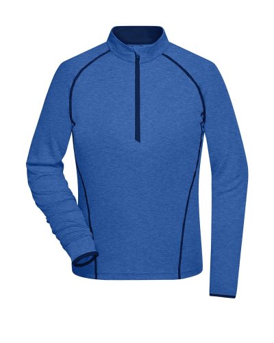 T-shirt donna maniche lunghe per fitness e sport Blue-melange/navy