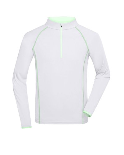 Men's Sportsshirt Longsleeve White / Bright Green