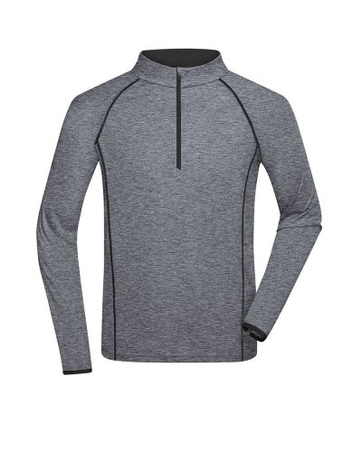 Men's Sportsshirt Longsleeve Black-melange/black