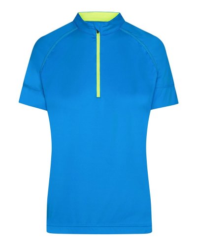 T-shirt donna biking mezza zip Bright Blue / Bright Yellow