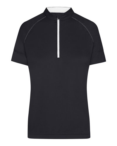T-shirt donna biking mezza zip Black/White