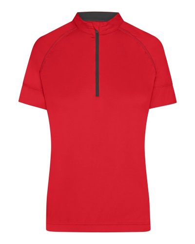 T-shirt donna biking mezza zip Tomato/black