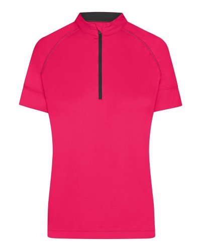 T-shirt donna biking mezza zip Bright-pink/titan