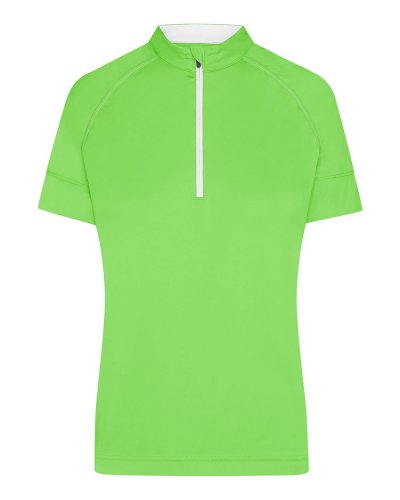 T-shirt donna biking mezza zip Bright-green/white