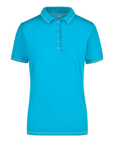 Polo donna con righe a contrasto - James & Nicholson Aqua/White