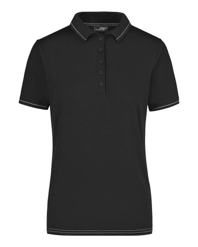 Polo donna con righe a contrasto - James & Nicholson Black/White