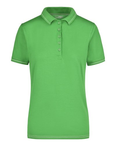 Polo donna con righe a contrasto - James & Nicholson Lime Green/White