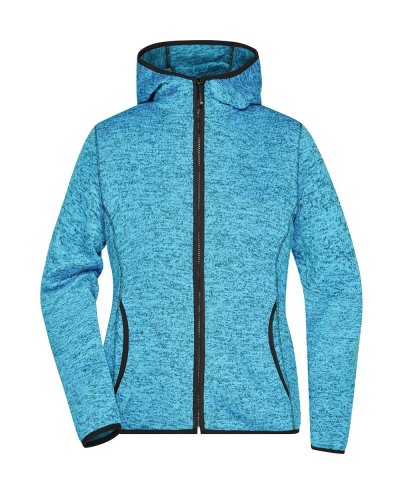 Ladies' Knitted Fleece Hoody Blue-melange/black
