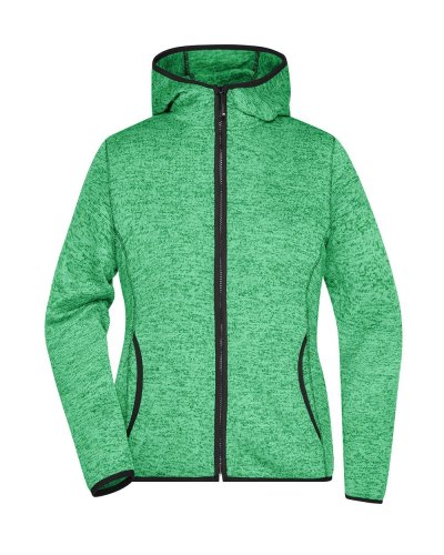 Ladies' Knitted Fleece Hoody Green-melange/black