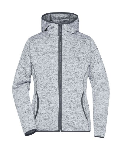 Ladies' Knitted Fleece Hoody Light-melange/carbon