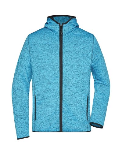 Men's Knitted Fleece Hoody Blue-melange/black