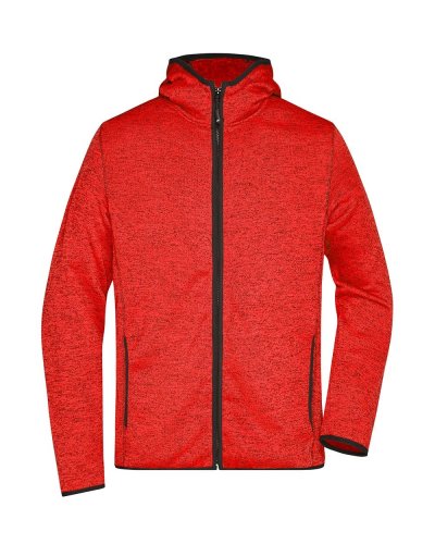 Men's Knitted Fleece Hoody Red-Melange/Black