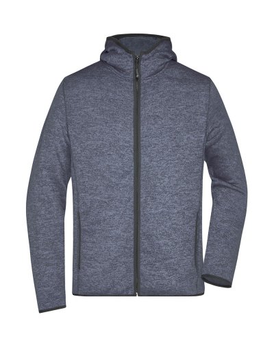 Men's Knitted Fleece Hoody Denim-melange/black
