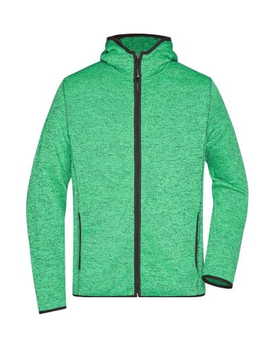 Men's Knitted Fleece Hoody Green-melange/black