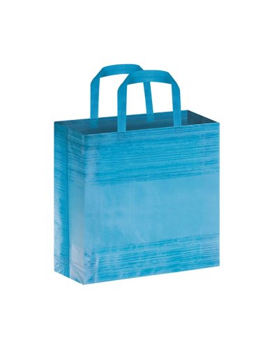 Borsa shopping con soffietto effetto striato Big Stripes Azzurro