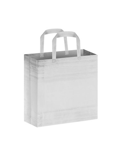 Borsa shopping con soffietto effetto striato Big Stripes Bianco