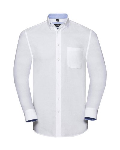 Camicia LS Tailored Washed Oxford White/Oxford Blue