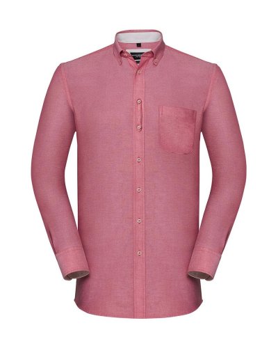 Camicia LS Tailored Washed Oxford Oxford Red/Cream