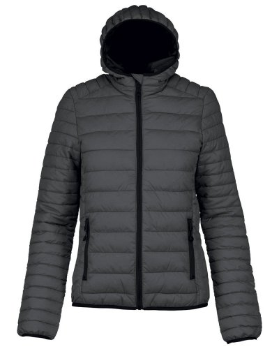 Piumino donna leggero con cappuccio Marl Dark Grey