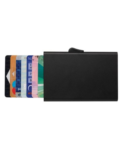 Porta carte di credito in alluminio RFID Nero