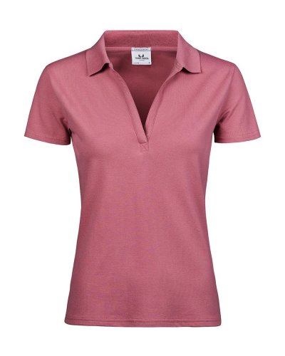Polo donna scollo a V Luxury Stretch Rose