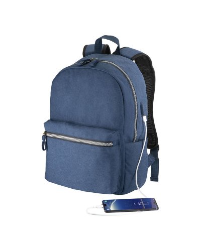 Zaino porta PC in Canvas effetto stone washed Blu scuro