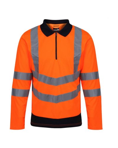 Polo maniche lunghe Pro Hi Vis Orange / Navy
