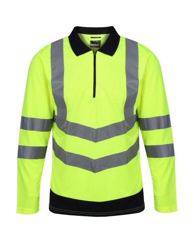 Polo maniche lunghe Pro Hi Vis Yellow / Navy