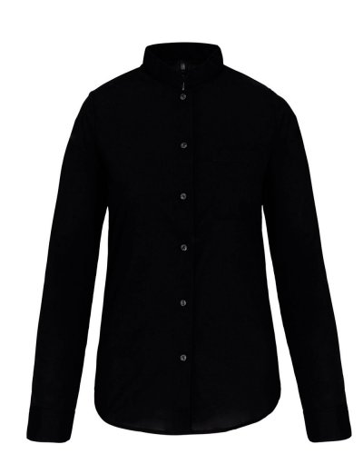Camicia donna collo alla coreana manica lunga Black