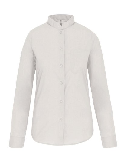 Camicia donna collo alla coreana manica lunga White