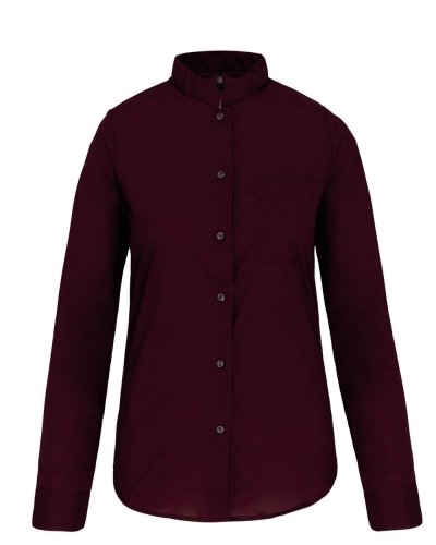 Camicia donna collo alla coreana manica lunga Wine