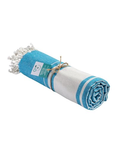 Telo mare/pareo con frange Celeste