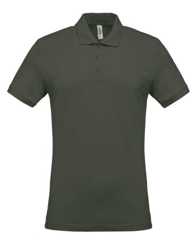 Polo piqué uomo manica corta Dark Khaki