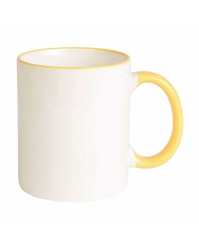 Tazza con manico e bordo colorati 320 ml Giallo