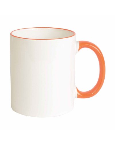 Tazza con manico e bordo colorati 320 ml Arancione