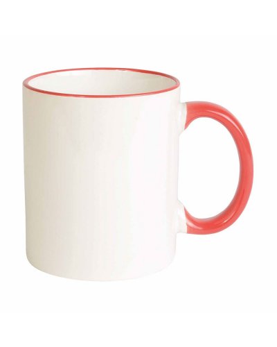 Tazza con manico e bordo colorati 320 ml Rosso