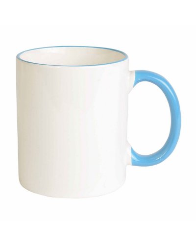 Tazza con manico e bordo colorati 320 ml Celeste