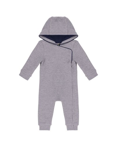 Tutina baby con cappuccio Oxford Grey / Navy