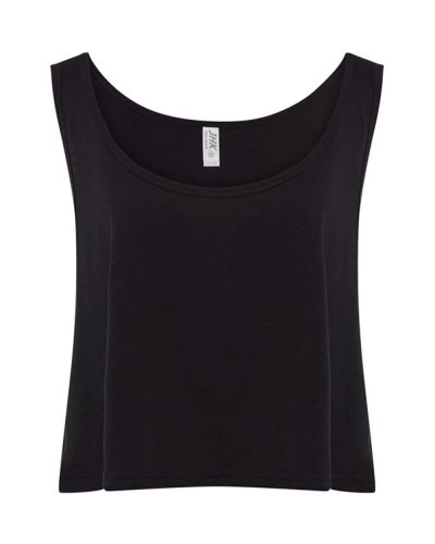 Top corto da donna con spalline larghe Black