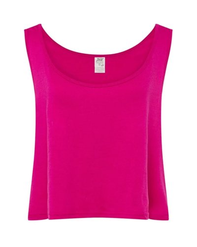 Top corto da donna con spalline larghe Fucsia